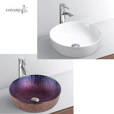 electroplate round ceramic art basin bathroom sink sanitary wares