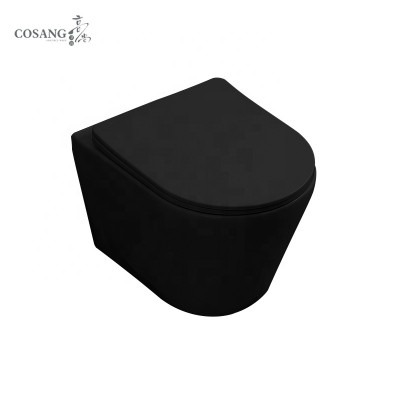 Hot Sale New Style Bathroom Matt Black Luxury Ceramic Toilets Modern Chaozhou Factory Rimless Wall Hung Toilet