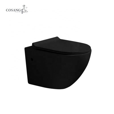 Northern Europe modern bathroom High-end custom designer matte black color wc rimless wall hung toilet