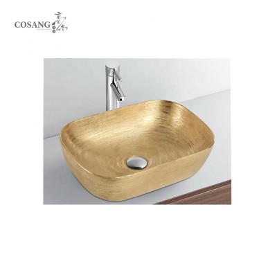 Gold Colored Sink Art Sanitary Ware Bathroom Countertop Mounting Plating Electroplated Basin