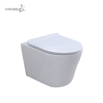 high quality wholesale european wall hung toiletceramic White p-trap round rimless wall mounted toilet