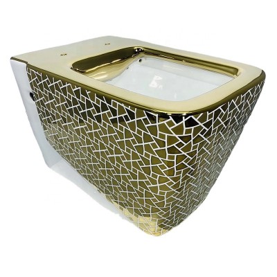 new style hot sale gold toilet square sanitary ware toilet wall hung toilet wc Concealed Tank p-trap