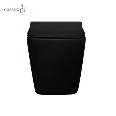 new style hot sale black toilet square sanitary ware toilet wall hung toilet wc Concealed Tank p-trap