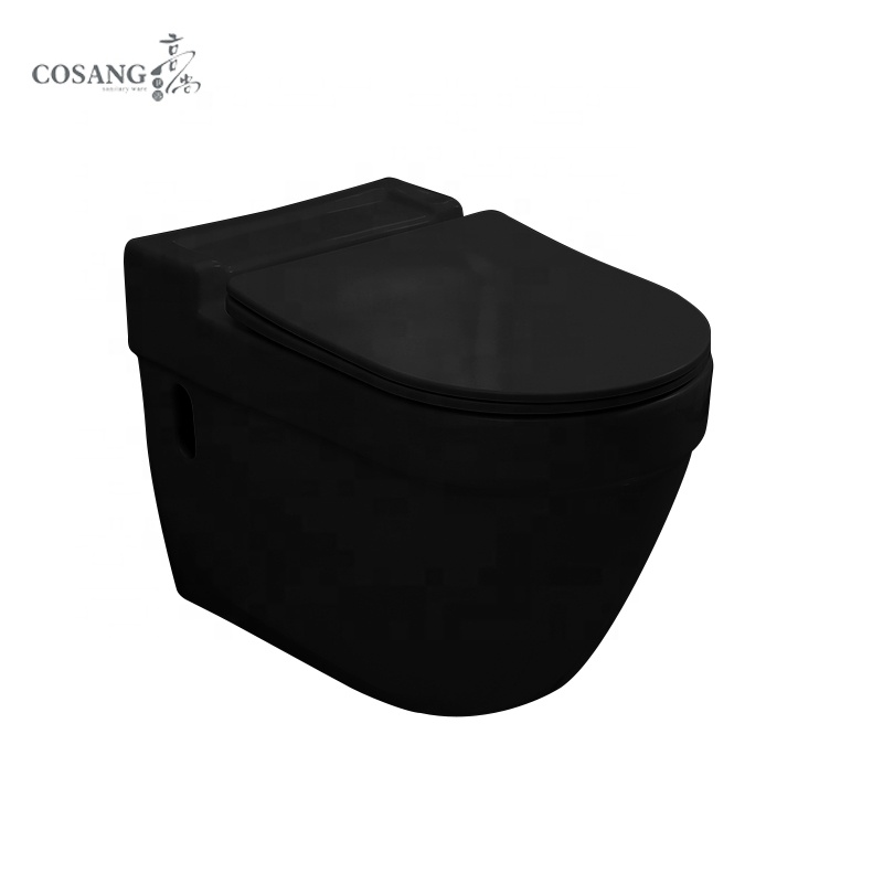 european standard designer black wall hung toilet Online Technical Support p-trap ceramic toilet bowl